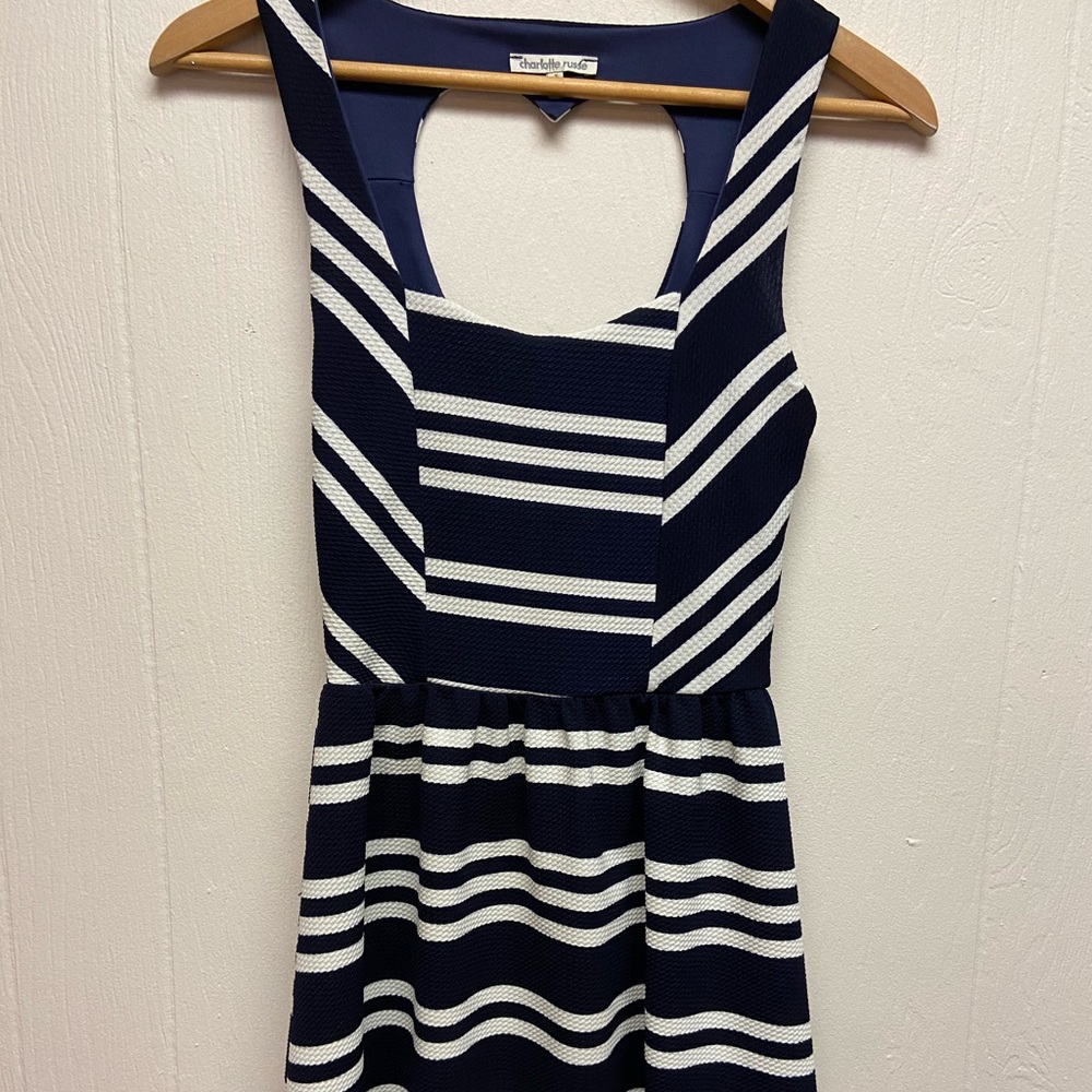 Navy blue and white mini summer dress
